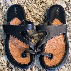 b.o.c. Black and Brown Embossed Sandals
